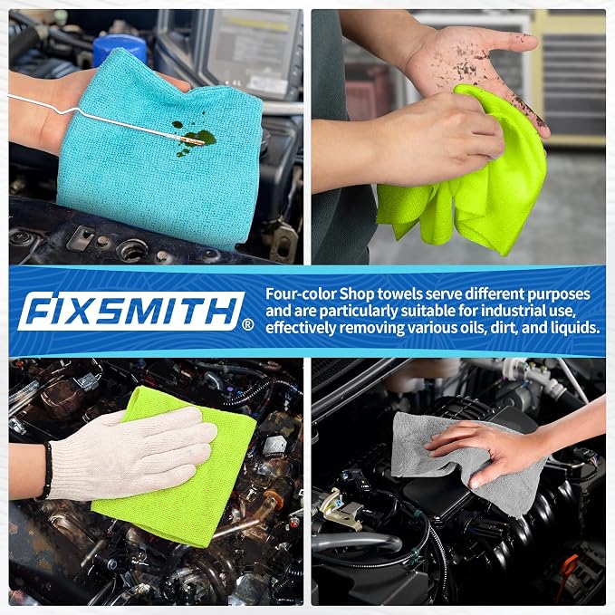 FIXSMITH Shop Towels, Microfiber Cleaning Cloth Bulk, 200 Pack Microfiber Towels for Cars, All-Purpose Absorbent Cleaning Rags, Dust Cloth for Automotive, Mechanic, Garage, Bar, 11.5 x 11.5 inch - Image 6