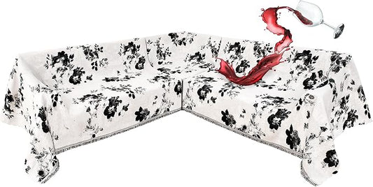 1OO% Waterproof Sectional Couch Covers for Dogs L Shaped Corner Sofa Cover Washable Chenille Sofa Slipcovers Blanket Modern Jacquard Pet Furniture Protector (91"x252", Black Flower) by SYJOVIA