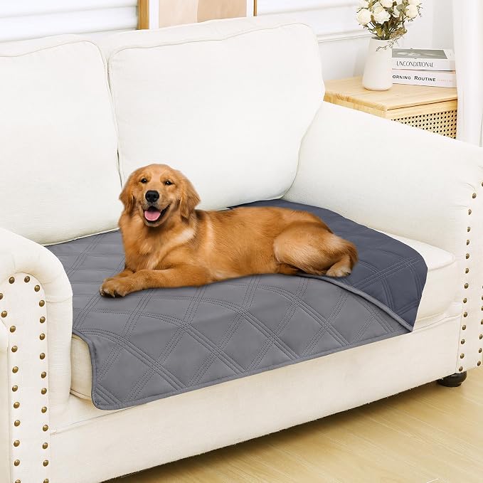 Smiry Waterproof Dog Bed Cover, Reversible Pet Blanket for Sofa Couch | Soft Washable Dog Blanket, Leakproof Couch Cover for Dogs Cats & Furniture Protection, 30x53, Grey/Dark Grey by Smiry