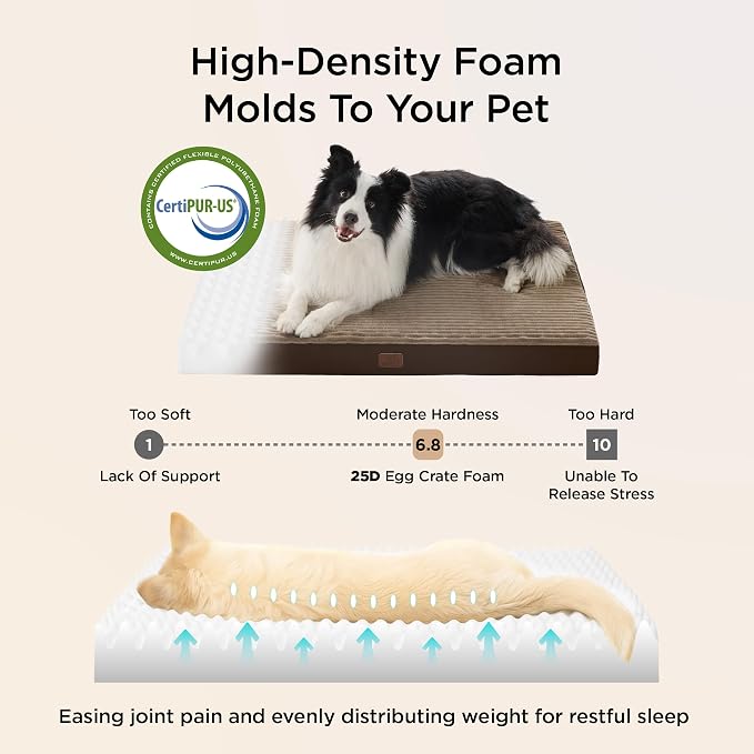 Bedsure ComfyFleece XXL Dog Bed for Crate with Washable Cover, 47x29 | Orthopedic Egg Crate Foam Pet Mat,Removable Cover, Nonslip Bottom,Not Waterproof,Not Chewproof,For Extra Large Breeds ≤100lbs - Image 3