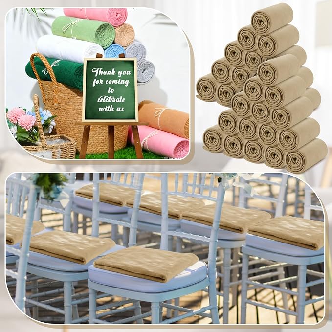 Newwiee 24 Pcs Bulk Fleece Throw Blankets 50'' x 60'' Oeko-tex Standard 100 Certified for Outdoor Wedding Guest Blankets Donation Homeless Sleepover Lap Pet Sofa, All Seasons Use (Khaki) - Image 4