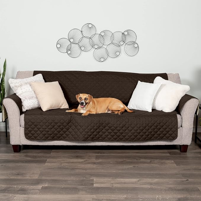 Furhaven Water-Resistant & Reversible Large Sofa/Couch Cover Protector for Dogs, Cats, & Children - Two-Tone Pinsonic Quilted Living Room Furniture Cover - Espresso/Clay, Large Sofa - Image 6