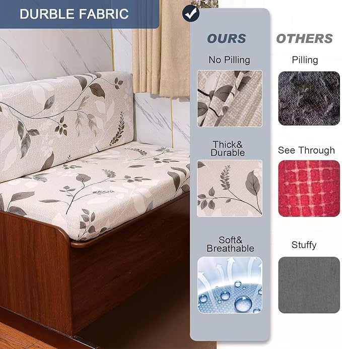 NILUOH RV Dinette Cushion Covers,Stretch Camper Cushion Slipcovers Replacement Sofa Cushions Washable Loveseat Slipcovers for Travel Trailer Couch (2 Bench Cover & 2 Backrest Cover, Color20) - Image 4
