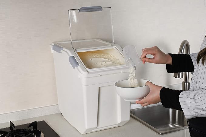 EonTone Flour Storage Container 25 Liters (30 Lb‎) Pack-6 with Lockable Lid Wheels BPA-Free Ingredient Storage Bins - Image 3