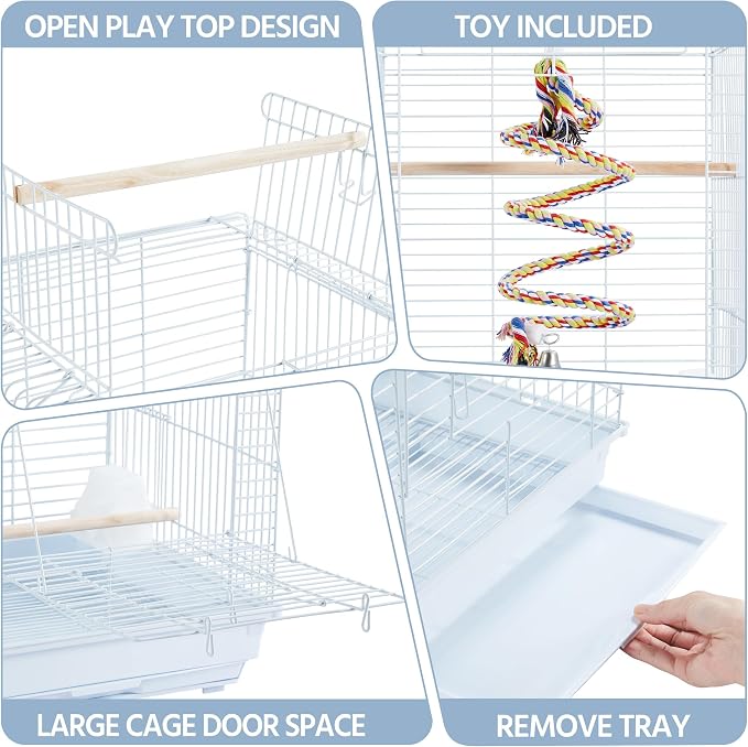 Yaheetech Open Play Top Travel Bird Cage for Conure Sun Parakeet Green Cheek Conure Lovebird Budgie Finch Canary, Small-Size Cage Portable - Image 6