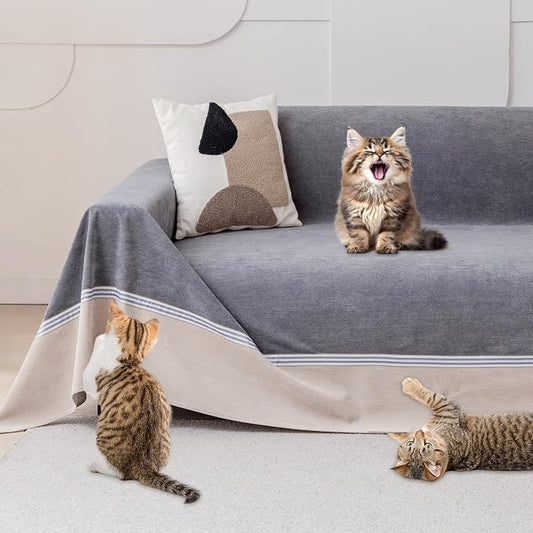 Cat Scratch Furniture Protector - Anti-Slip, Waterproof Sofa Cover to Keep Cats Off, Pet-Friendly Couch Protectors for 3 Cushion Couch, Anti-Scratch Couch Cover for Pets and Kids 118"X91"Dark Gray by Loiion