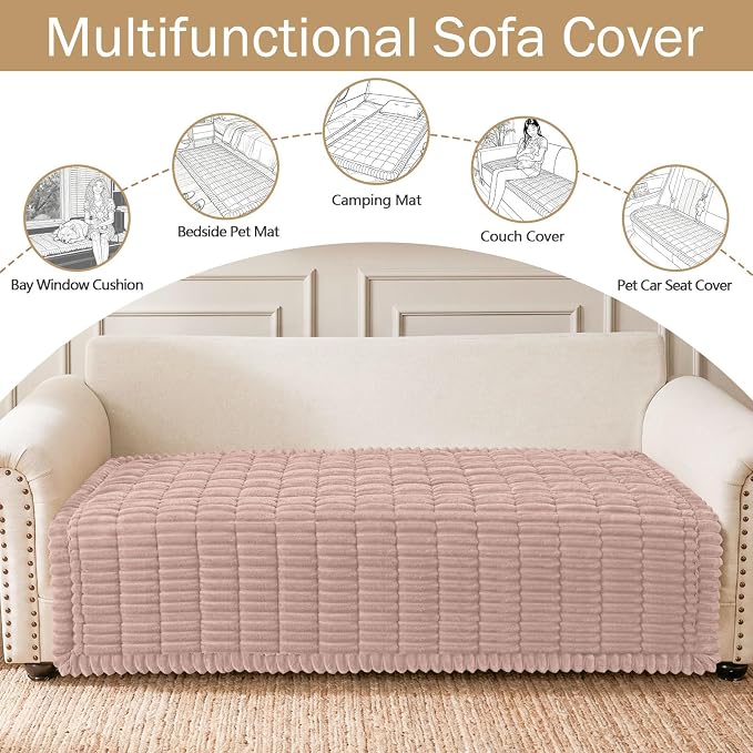 hyha Couch Cover for Dogs, Washable Non Slip Plush Flannel Sofa Protector | Thick Flannel, Silicone Anti-Slip Backing, Pet Hair & Scratch Protection, Fits Sofa & Loveseat (43" x 63") - Image 3