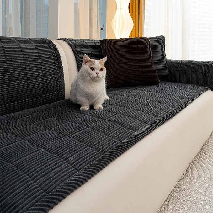 Dog Couch Cover for Sofas, Pet Couch Cover Washable, Funny Fuzzy Plush Sofa Covers for Dogs, Non Slip Sofa Covers, Sofa Pad Furniture Protector for L Shaped(1PC, Dark Grey, 27.5"x 59") by JPGGD