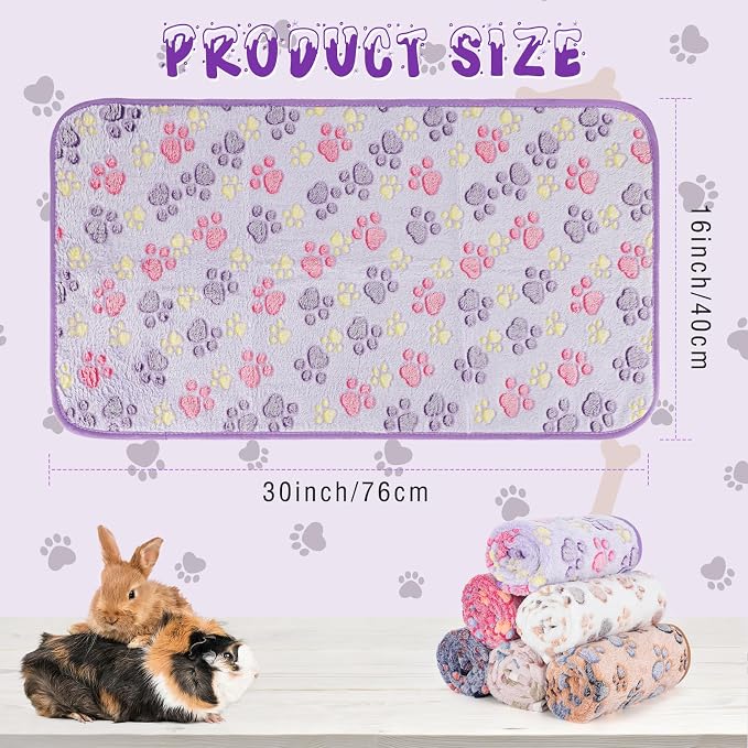 YUEPET Waterproof Guinea Pig Blankets Washable 6 Pack Small Animal Fleece Cage Liners Pet Soft Sleep Mat Pad Cover Warm Flannel Throw for Hamster Guinea Pig Rabbit Chinchilla Hedgehog Ferret 30"×16" - Image 2