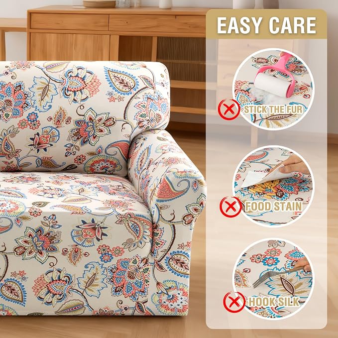 H.VERSAILTEX Floral Pattern Couch Cover Printed Sofa Covers Washable High Stretch Slip Covers for Sofas/Couches Dog Couch Cover Protector Super Soft Fabric(Sun-Kissed Floral,Sofa) - Image 8
