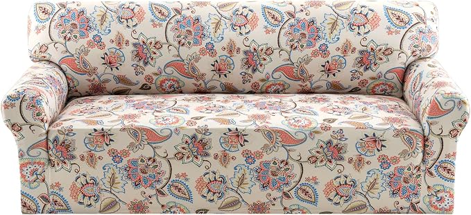 H.VERSAILTEX Floral Pattern Couch Cover Printed Sofa Covers Washable High Stretch Slip Covers for Sofas/Couches Dog Couch Cover Protector Super Soft Fabric(Sun-Kissed Floral,Sofa) by HVERSAILTEX