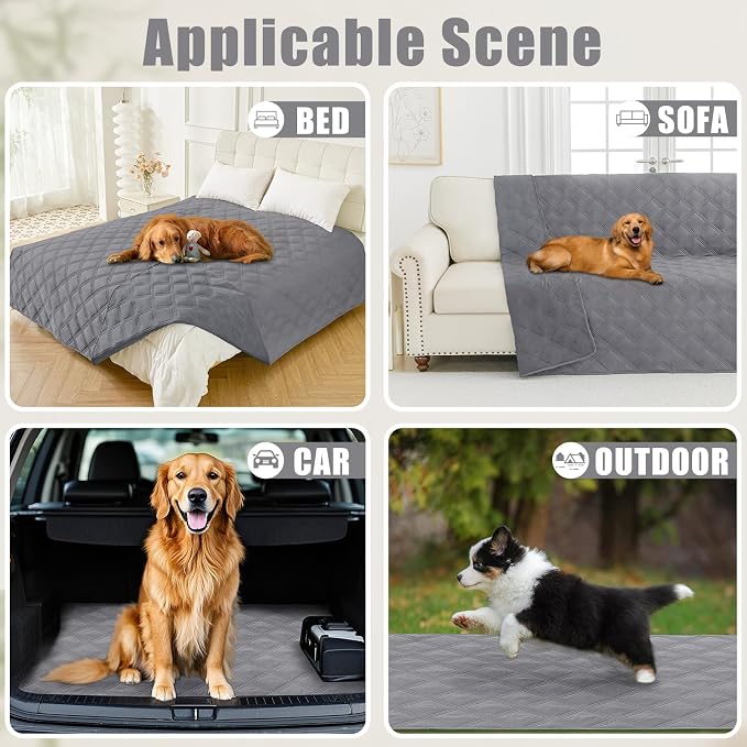 Smiry Waterproof Dog Bed Cover, Reversible Pet Blanket for Sofa Couch | Soft Washable Dog Blanket, Leakproof Couch Cover for Dogs Cats & Furniture Protection, 68x82, Grey/Grey - Image 5