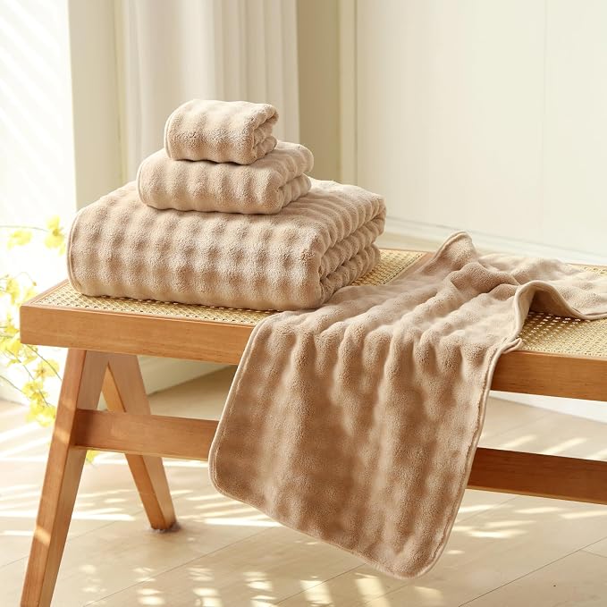 Bath Sheets Set 40x80 Inches Microfiber Extra Large BathTowels Super Soft Absorbent Quickly Dry Shower Towels for Bathroom (Beige,PK 6) - Image 4