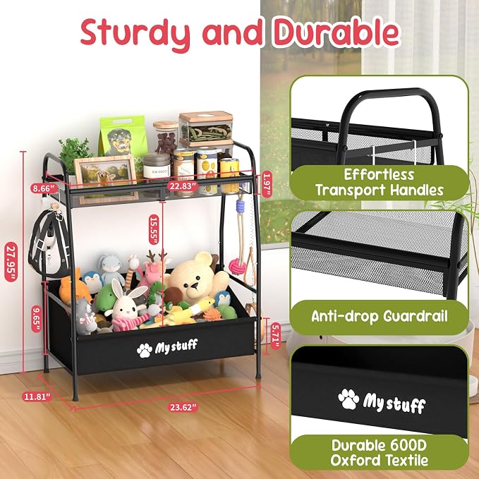 Kaiferty Large Dog Toy basket, Toy Box for Dogs, Pet Toys Bin Dog Metal Wire Basket for Toys, Food Storage, Storage Organizer Chest Storage, Toy Box for Living Room Area (Black) - Image 8