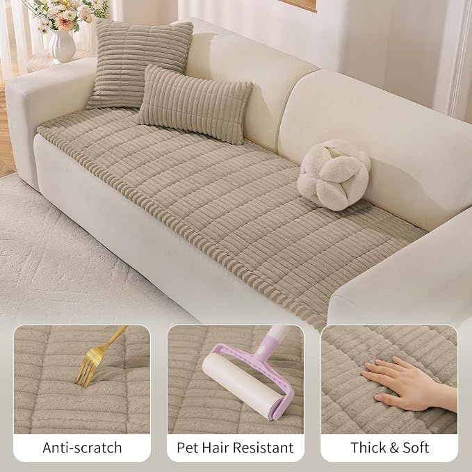 Couch Cover for Dogs,Washable Non-Slip Pet Friendly Sofa Protector | Thick Flannel Sofa Cover,Nonslip, Washable,Anti-Pilling,Pet Friendly,for Dogs & Cats,Cozy Protect Against Fur,27.6" x 27.6" - Image 4