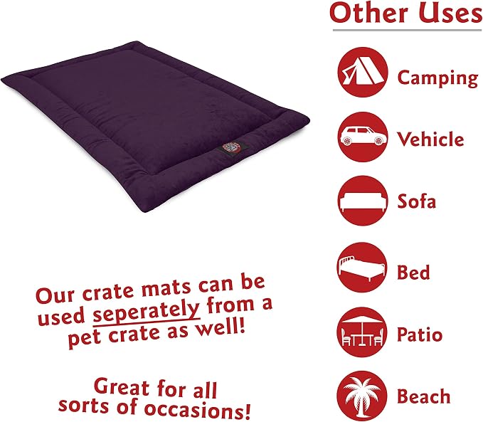 Majestic Pet Orthopedic Memory Foam Dog Crate Mat - Plush Pet Bed Pad for Crates & Kennels | USA Crafted | 30"x21" Villa Aubergine - Image 7