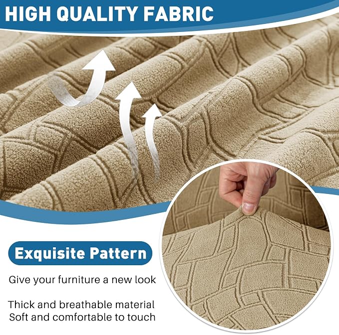 MAXIJIN Waterproof Couch Cushion Covers Individual Chair Seat Cushion Cover Stretch Sectional Sofa Slipcovers with Elastic Bottom for Dogs Pets (1 Piece for Seat or Backrest, Khaki) - Image 5