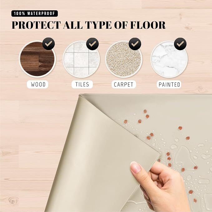 AVERYDAY 100% Waterproof Thicker Silicone Dog Food Mat, 0.63'' Raised Edge Bowl Mat for Food & Water, Non Slip Pet Feeding Placemat for Messy Drinkers, Perfect for Large Medium Small Breeds, 23"x16" - Image 5