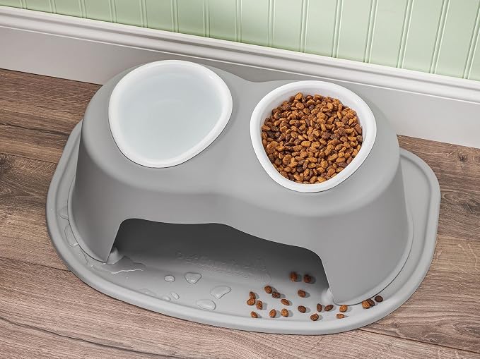 WeatherTech Double High Pet Feeding System w/Plastic Dog/Cat Bowls - 10" High Stand Light Grey (PDHC6410LGLG) - Image 2
