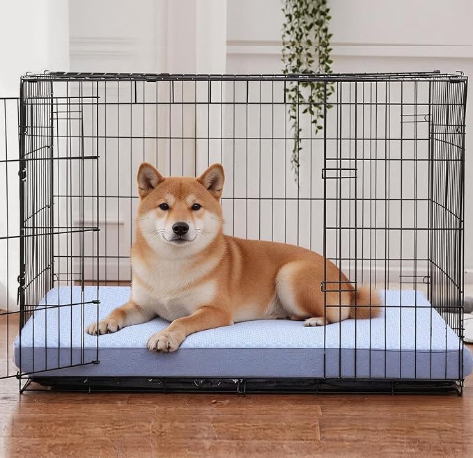 Cooling Dog Bed for Large Dogs, Washable Memory Foam Dog Beds for Crate with Joint Relief, Waterproof Liner and Removable Cover (35’’x 22’’) - Image 6