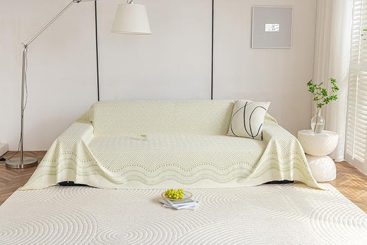 STACYPIK Cooling Ice Silk Sofa Cover for Pets, Geometric Jacquard Couch Cover for 3 Cushion Couch Washable, Boho Summer Loveseat Protector for Sectional, Versatile Throw Blanket, Light Green-71X150IN by STACYPIK