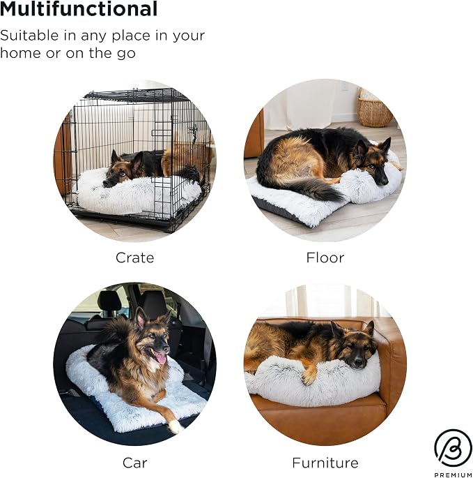 Best Friends by Sheri Nap Mat Dog Bed with Bolster - Washable Crate Pad, Removable Cover, Frost, Large, 36x21 - Image 5