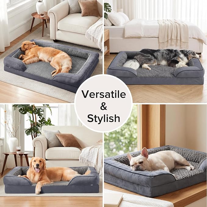 INVENHO Orthopedic Large Dog Bed, Washable Waterproof, Egg-Crate Foam Dog Couch Bed with Washable Removable Cover, Waterproof Lining and Nonskid Bottom - Image 9