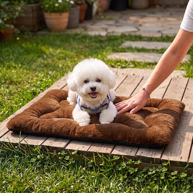 Dog Bed 24" for Metal Crate Pad, Washable Kennel Mat for Small Puppy & Cats | Soft faux rabbit fur, non-slip,machine wash/dry, plush cushioning, for crates, floors & travel, multiple sizes for all breeds - Image 8