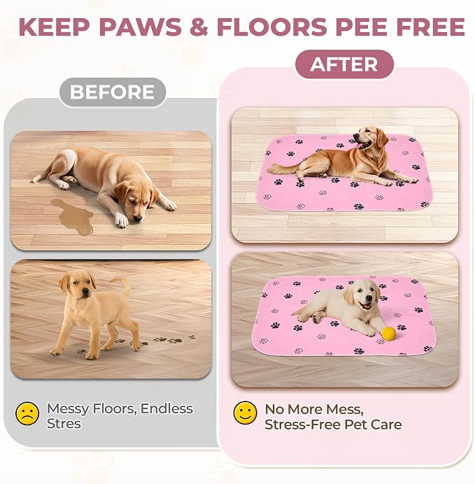 Fostanfly Reusable Puppy Pads, 2 Pack 18"x 24" Washable Dog Pee Pads, Pink | Reusable Potty Training Pads for Dogs, Waterproof, for Playpen, Crates & Furniture - Image 8