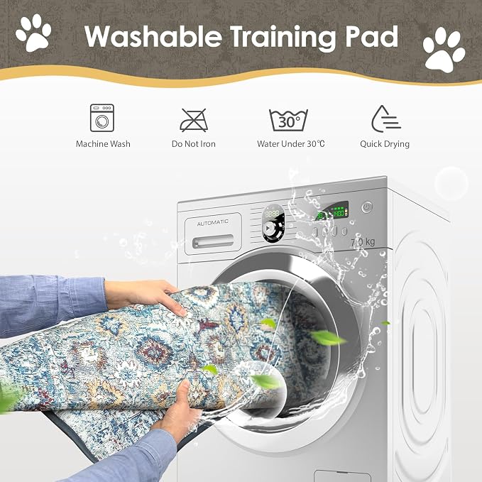 SCLOSE Washable Pee Pad for Dogs, 32" x 24" Reusable Puppy Pads Waterproof Dog Rugs, Super Absorbent, Leakproof, Dog Crate Pad, Playpen Mat, Whelping Pads, Vintage - Image 5