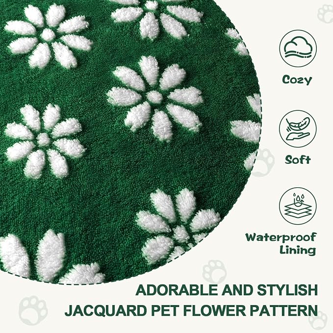 Cute Waterproof Blanket for Dog Puppy Cat, 30"x40", Green | 3D Textured Flower Pet Blanket for Bed Couch Sofa, Soft Liquid Pee Proof Pet Furniture Protector - Image 5