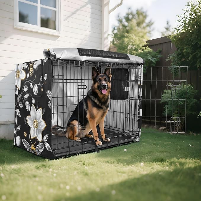 Dog Crate Cover Kennel Cover for Dog Cages Breathable for Wire Cage Indoor Outdoor Diamonds Bees Flower - Image 8