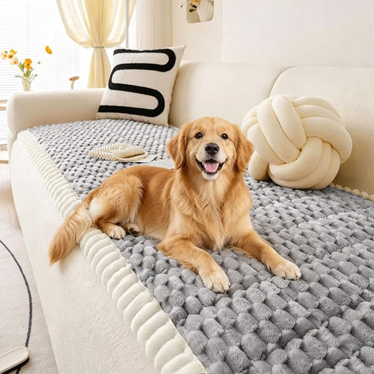 OTOB Couch Cover for Dogs Washable Non Slip Pet Couch Covers Sofa Protector | Light Gray, 27.6" x 59.1", Fuzzy Soft Plush, Pet Friendly, All Seasons, Breathable, Modern, Wear-Resistant, Loveseat Covers by OTOB