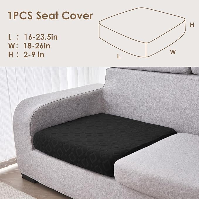 Genina Waterproof Couch Cushion Covers for Pets Washable Sofa Seat Covers | Non Slip,Stretch Jacquard Fabric,Pet Hair & Scratch Protection,Easy Installation,Furniture Protector,Sectional Sofa,1 Piece - Image 2