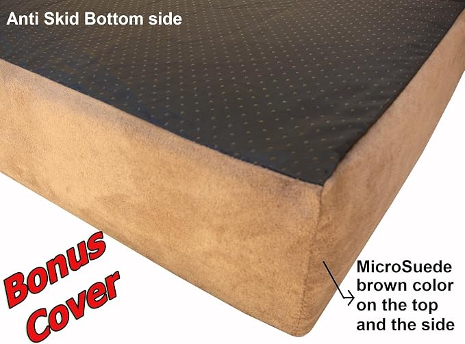 Dogbed4less Luxury XXL Orthopedic Memory Foam Dog Bed for Extra Large Dogs with Durable Waterproof Internal Case, Removable Washable Denim Cover and Bonus Pet Bed Spare Cover, 55X37X4 Inches, Brown - Image 3
