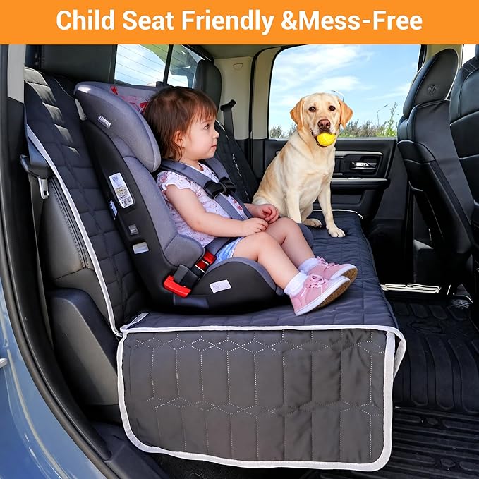 Reliadura Dog Car Seat Cover for Back Seat,Washable Bench Seat Cover for Trucks,Nonslip Back seat Cover Protector for F150/Ram1500/GMC Sierra/Toyota/Chevrolet Silverado,Car Seat Covers for Dogs - Image 8