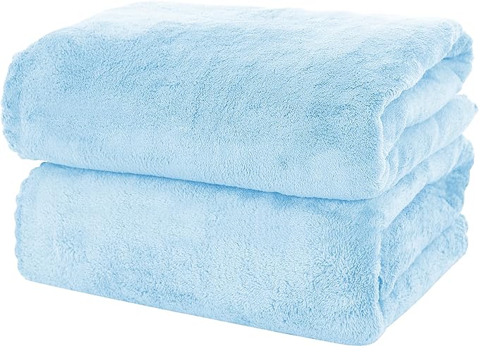 MOONQUEEN 2 Pack Premium Bath Towel Set - Quick Drying - Microfiber Coral Velvet Highly Absorbent Towels - Multipurpose Use as Bath Fitness, Bathroom, Shower, Sports, Yoga Towel (Aquamarine) by MOONQUEEN