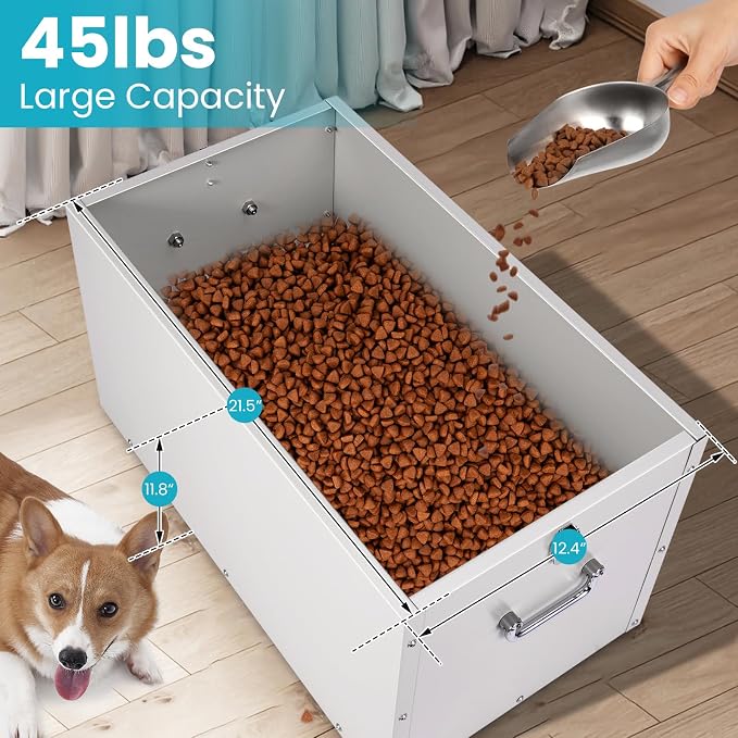 Elevated Dog Bowls with Storage Large Breed 15" H Raised Dog Bowl | 2 In 1 Pet Food Storage Container & Feeder, Galvanized Pet Feeder Feeding Station, Waterproof, Leak-proof, Holds Up To 45 Lbs - Image 8