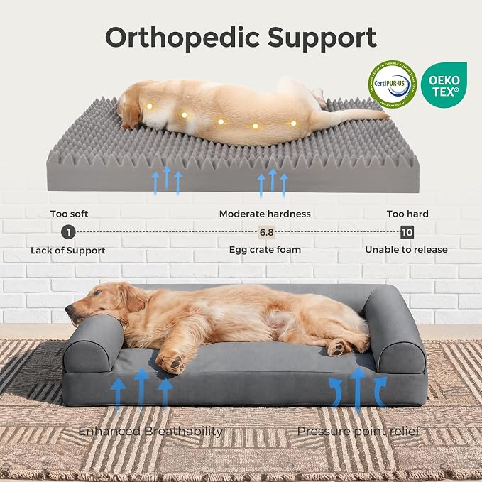 Sytopia Waterproof Outdoor Dog Bed for Large Dogs, Orthopedic Egg Crate Foam Pet Bed with Removable Washable Cover, Indoor Outdoor Dog Bed for Patio, Crate, Camping, Travel & Home - Image 3