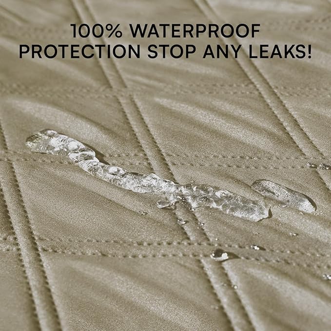 Luciphia Waterproof Couch Cover for Dogs, Non-Slip Pet Sofa Protector | Non-slip waterproof couch cover scratch-resistant machine washable protects sofa bed from spills fur, Taupe White, 30" x 70" - Image 2