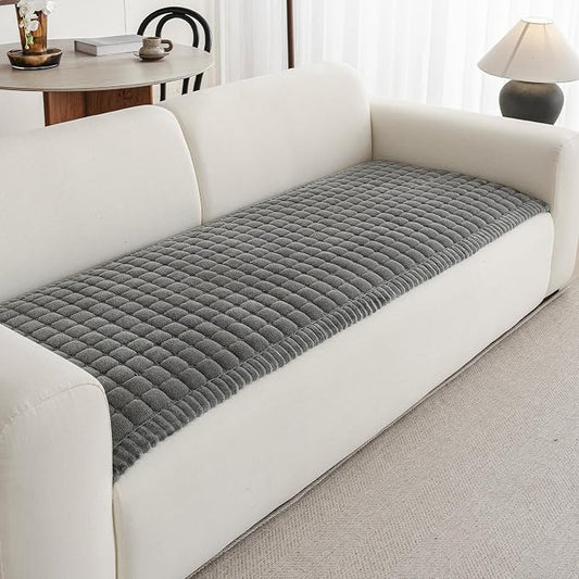 Couch Covers for Sofa Washable, Non Slip Couch Covers for Dogs, Soft Plush Pet Friendly Dog Couch Cover, Plaid Couch Protector for Dogs, Pet Couch Cover for 2-3 Seats(Dark Grey,28"×83",1PC) by Unknown