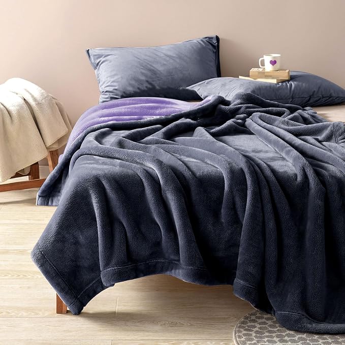 YISURE Reversible Bed Throw Blanket Water Proof and Stain-Proof, Queen Size 80"x60" (Grey/Violet), Leakproof, Soft Repellant Bed Cover for Couches Sofa and Mattress, Washable and Reusable | Love Blanket Waterproof Sex Blanket Reusable Couch Furniture P... by YISURE
