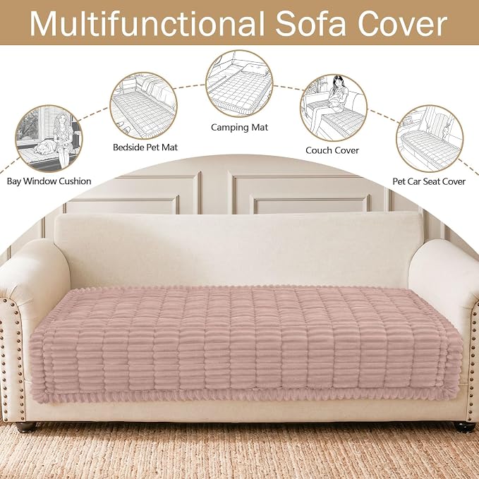 hyha Couch Cover for Dogs, Washable Non Slip Plush Flannel Sofa Protector | Thick Flannel, Silicone Anti-Slip Backing, Pet Hair & Scratch Protection, Fits Sofa & Loveseat (35.4" x 88") - Image 3