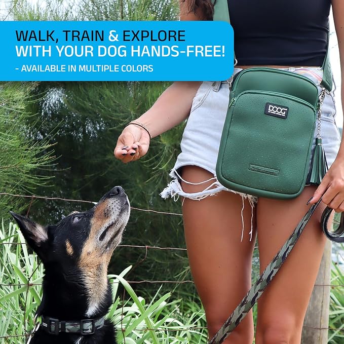 DOOG Neosport Walkie Bag - Lightweight Neoprene Dog Treat Pouch & Crossbody Shoulder Bag with Built-in Poop Bag Dispenser - Hands-Free Everyday Essentials - Green - Image 6