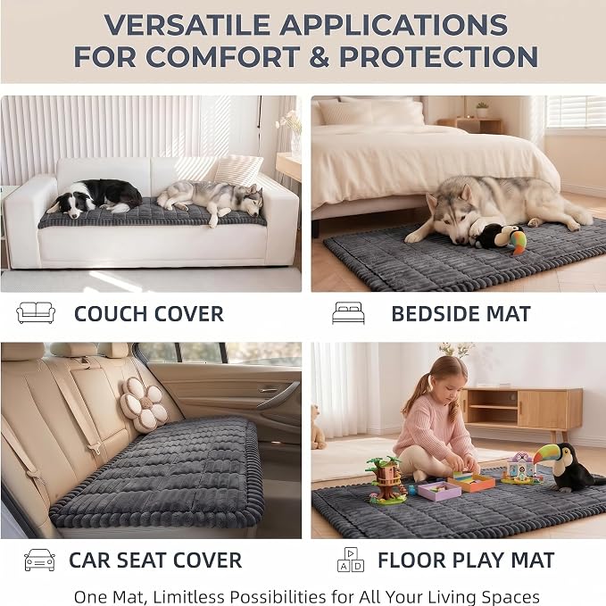 Toucans Couch Covers for Pets, Washable, Non Slip Plush Sofa Protectors, Fuzzy Pet Couch Covers, Pet Friendly (Dark Grey, 27.6" x 27.6") - Image 5