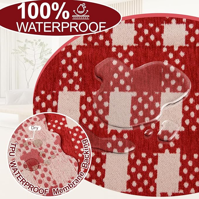 1OO% Waterproof Sectional Couch Covers for Dogs L Shaped Corner Sofa Cover Washable Chenille Sofa Slipcovers Blanket Modern Jacquard Pet Furniture Protector (91"x252", Red Checkered) - Image 4