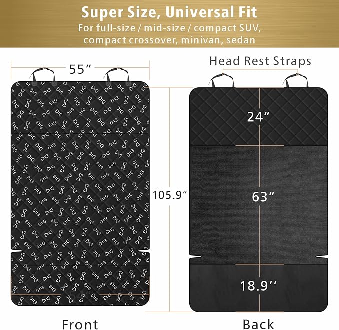 F-color SUV Cargo Liner for Dogs - Heavy Duty Cargo Cover for Mid-Size SUVs | Water Resistant, Bumper Flap, Non-Slip Mat, Car Trunk Dog Car Seat Cover Prevents Scratches Pet Hair Mud Dirt for Sedans Vans - Image 2