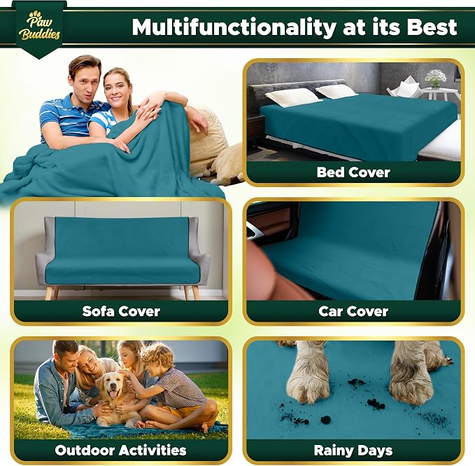Paw Buddies Premium Waterproof Blanket 80"x90" Velvet-Feel Reversible Throw – Leakproof, Machine Washable Bed & Sofa King Size Protector for Couples, Pets & Travel + Bonus Small Blanket - Image 4