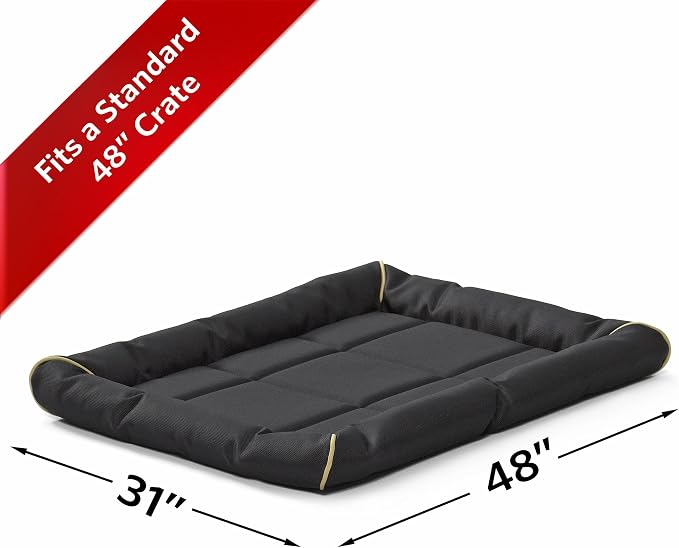 MidWest Homes for Pets XL QuietTime MAXX Ultra-Rugged Dog Bed, Water & Odor Resistant, Bolstered Edge, Non-Slip Bottom, Fits 48-inch Crates, Black - Image 2