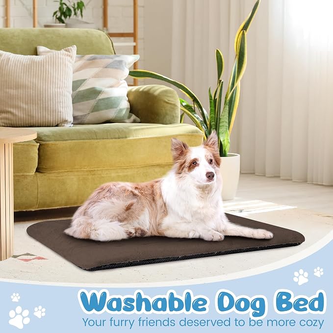 Dog Crate Pad, 42 Inch Machine Washable Plush Dog Crate Mat for Large Dogs, Soft Anti-Slip Kennel Pad & Pet Bed Mat for Metal Crates, Brown - Image 6